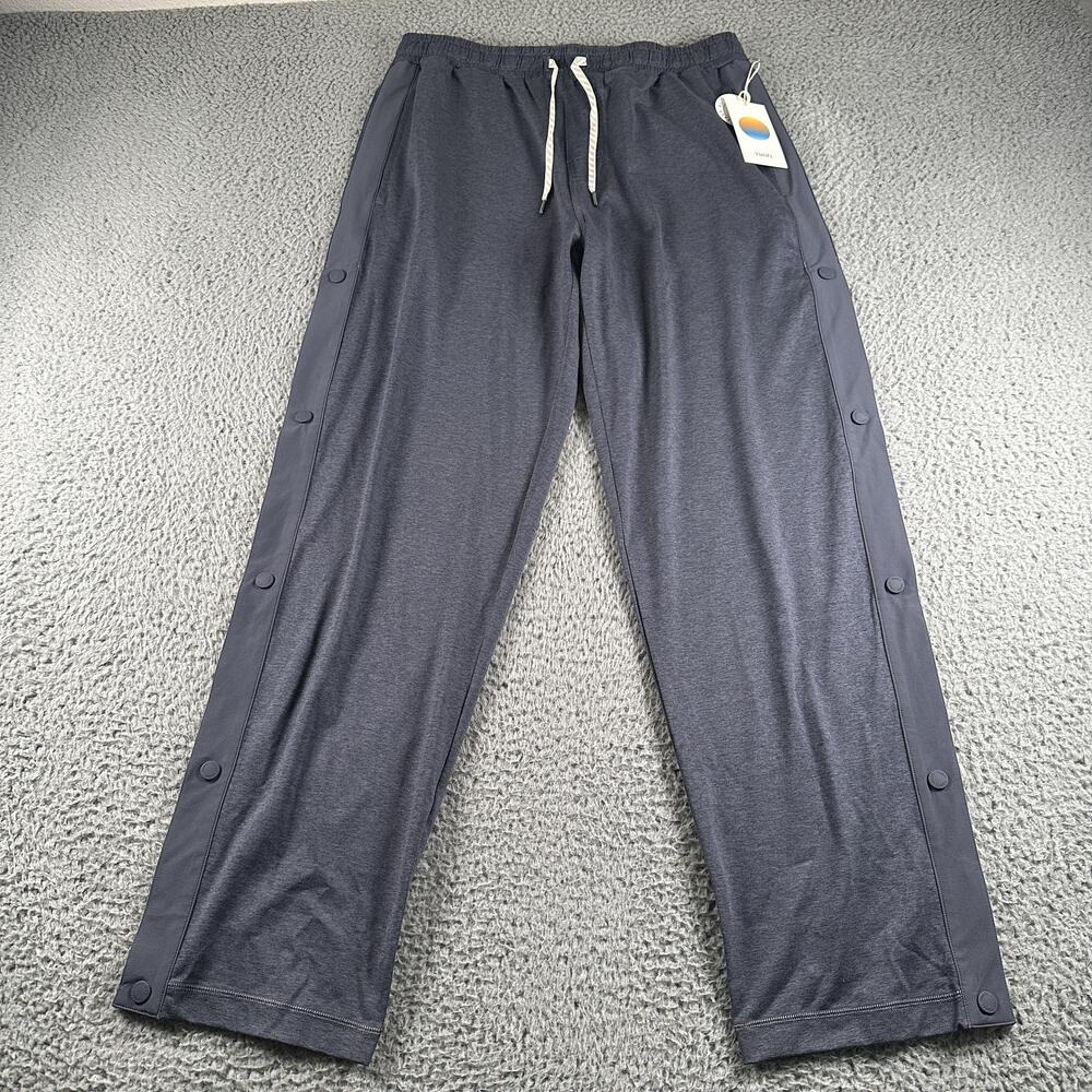 Vuori Sunday Warm Up Pants Mens M Blue Azure Heather Snap Side Track V4006